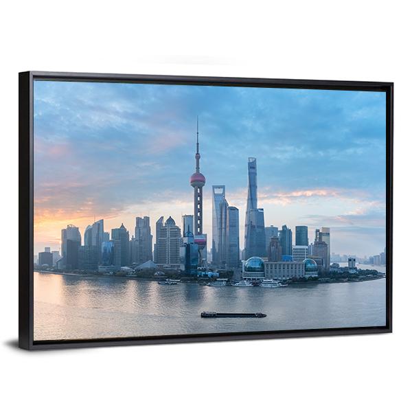 Shanghai Skyline Of Lujiazui Canvas Wall Art-3 Horizontal-Gallery Wrap-25&quot; x 16&quot;-Tiaracle