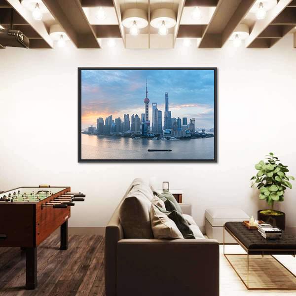 Shanghai Skyline Of Lujiazui Canvas Wall Art-3 Horizontal-Gallery Wrap-25&quot; x 16&quot;-Tiaracle