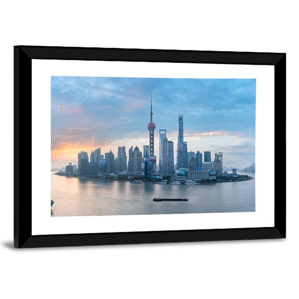 Shanghai Skyline Of Lujiazui Canvas Wall Art-3 Horizontal-Gallery Wrap-25&quot; x 16&quot;-Tiaracle