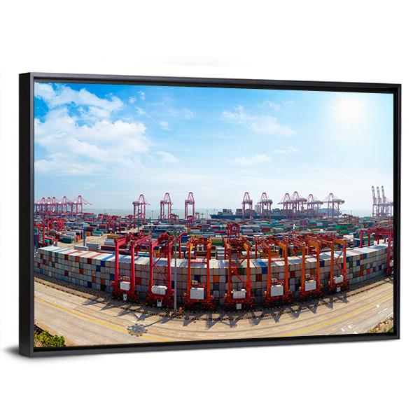 Shanghai Yangshan Deepwater Port Canvas Wall Art-3 Horizontal-Gallery Wrap-25" x 16"-Tiaracle