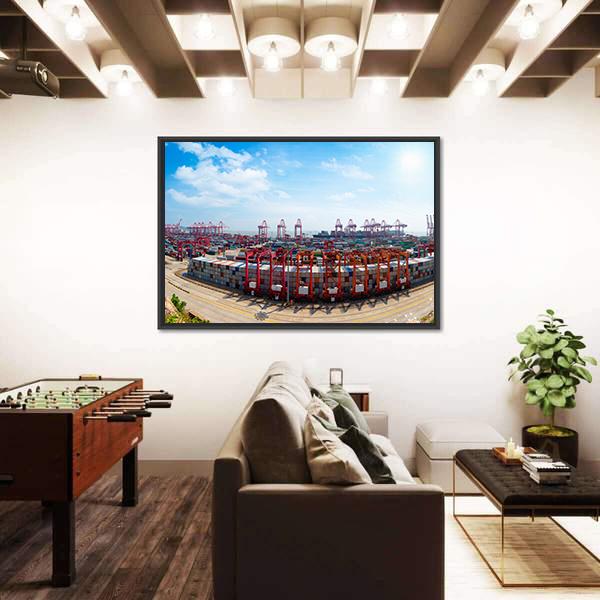 Shanghai Yangshan Deepwater Port Canvas Wall Art-3 Horizontal-Gallery Wrap-25" x 16"-Tiaracle