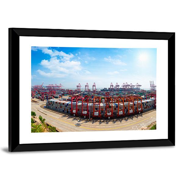 Shanghai Yangshan Deepwater Port Canvas Wall Art-3 Horizontal-Gallery Wrap-25" x 16"-Tiaracle