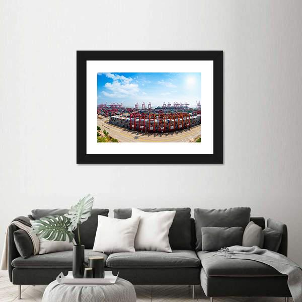 Shanghai Yangshan Deepwater Port Canvas Wall Art-3 Horizontal-Gallery Wrap-25" x 16"-Tiaracle