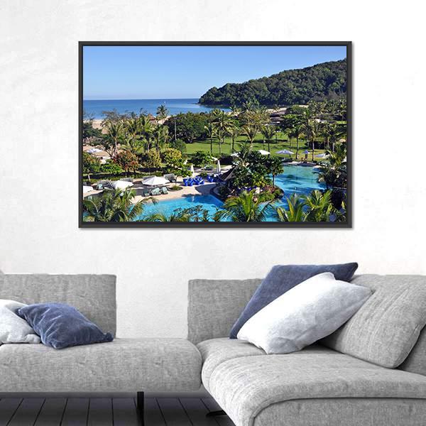 Shangri-la Hotel Resort In Kota Kinabalu Canvas Wall Art-3 Horizontal-Gallery Wrap-25" x 16"-Tiaracle