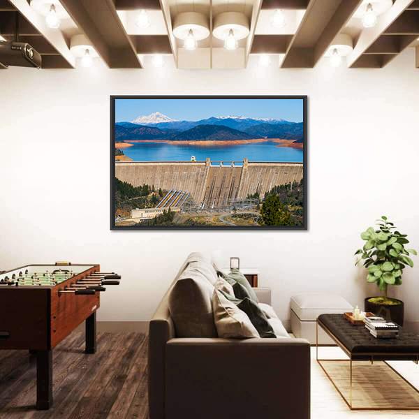 Shasta Dam Canvas Wall Art-1 Piece-Floating Frame-24" x 16"-Tiaracle