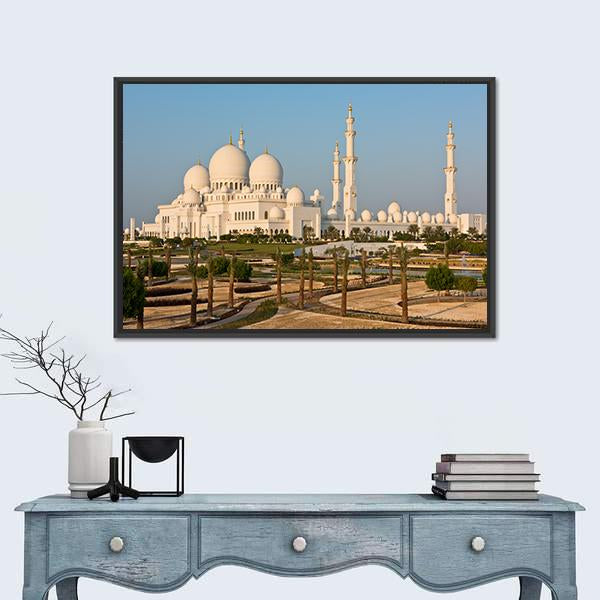 Sheikh Zayed White Mosque Canvas Wall Art-5 Horizontal-Gallery Wrap-22" x 12"-Tiaracle
