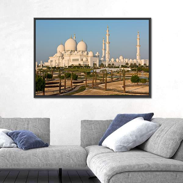 Sheikh Zayed White Mosque Canvas Wall Art-5 Horizontal-Gallery Wrap-22" x 12"-Tiaracle