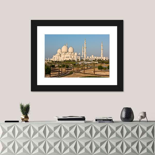 Sheikh Zayed White Mosque Canvas Wall Art-5 Horizontal-Gallery Wrap-22" x 12"-Tiaracle