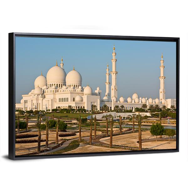 Sheikh Zayed White Mosque Canvas Wall Art-5 Horizontal-Gallery Wrap-22" x 12"-Tiaracle