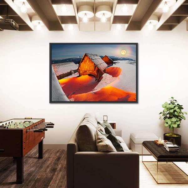 Shepherds Houses In The Ukrainian Carpathians Canvas Wall Art-1 Piece-Floating Frame-36" x 24"-Tiaracle