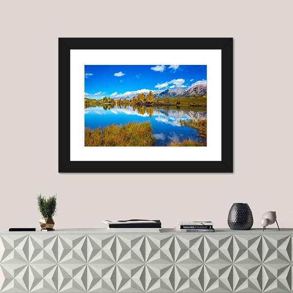 Shining Autumn Day In Canmore Canvas Wall Art-1 Piece-Framed Print-36" x 24"-Tiaracle