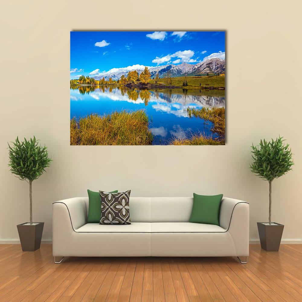 Shining Autumn Day In Canmore Canvas Wall Art-4 Horizontal-Gallery Wrap-34" x 24"-Tiaracle