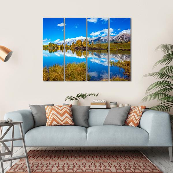 Shining Autumn Day In Canmore Canvas Wall Art-4 Horizontal-Gallery Wrap-34" x 24"-Tiaracle
