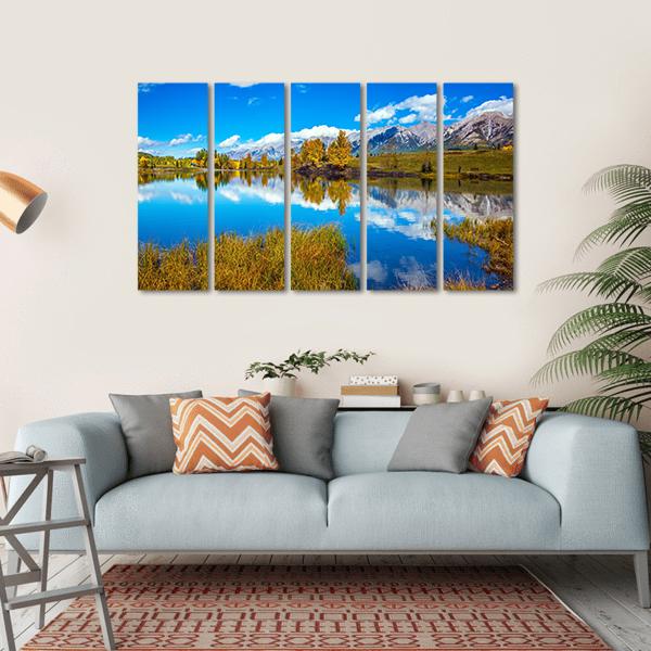 Shining Autumn Day In Canmore Canvas Wall Art-5 Horizontal-Gallery Wrap-22" x 12"-Tiaracle