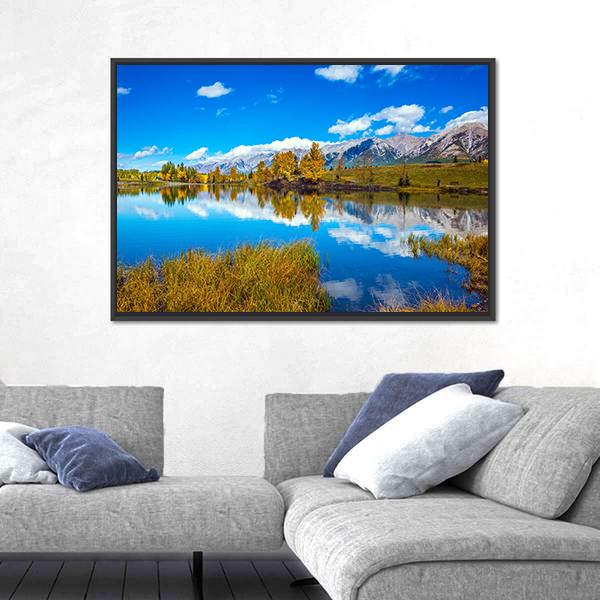 Shining Autumn Day In Canmore Canvas Wall Art-5 Horizontal-Gallery Wrap-22" x 12"-Tiaracle
