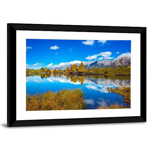 Shining Autumn Day In Canmore Canvas Wall Art-3 Horizontal-Gallery Wrap-25" x 16"-Tiaracle