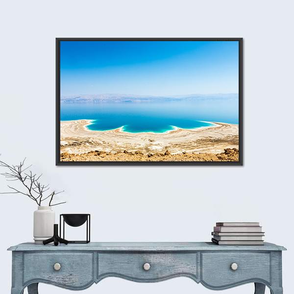 Shining Salt Crystals At The Dead Sea Coastline Island Canvas Wall Art-1 Piece-Floating Frame-36" x 24"-Tiaracle