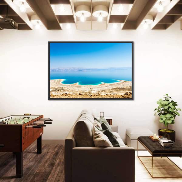 Shining Salt Crystals At The Dead Sea Coastline Island Canvas Wall Art-5 Horizontal-Gallery Wrap-22" x 12"-Tiaracle