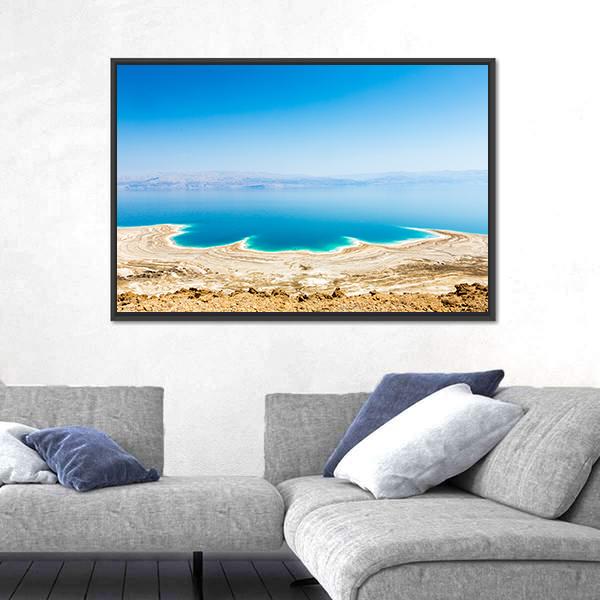 Shining Salt Crystals At The Dead Sea Coastline Island Canvas Wall Art-5 Horizontal-Gallery Wrap-22" x 12"-Tiaracle