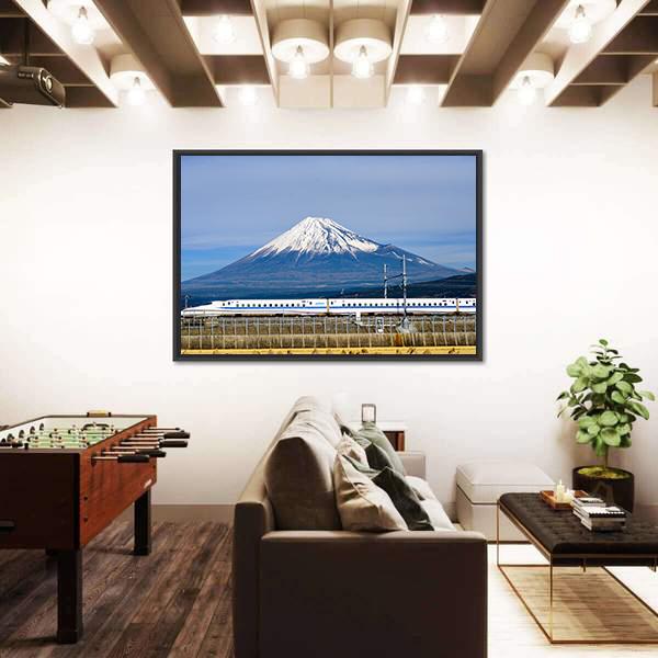 Shinkansen Bullet Train And Mt Fuji Canvas Wall Art-5 Horizontal-Gallery Wrap-22" x 12"-Tiaracle