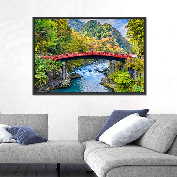 Shinkyo Bridge In Nikko Japan Canvas Wall Art-5 Horizontal-Gallery Wrap-22" x 12"-Tiaracle