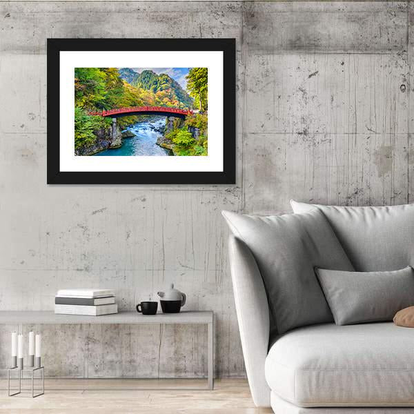 Shinkyo Bridge In Nikko Japan Canvas Wall Art-5 Horizontal-Gallery Wrap-22" x 12"-Tiaracle