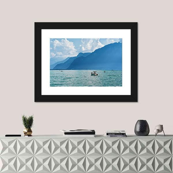 Ship At Geneva Lake Canvas Wall Art-1 Piece-Framed Print-20" x 16"-Tiaracle
