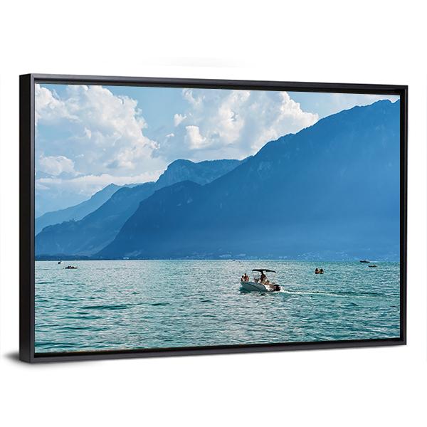 Ship At Geneva Lake Canvas Wall Art-3 Horizontal-Gallery Wrap-25" x 16"-Tiaracle