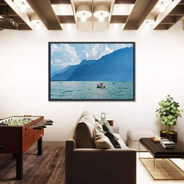 Ship At Geneva Lake Canvas Wall Art-3 Horizontal-Gallery Wrap-25" x 16"-Tiaracle