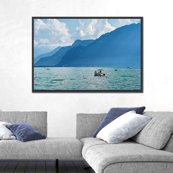 Ship At Geneva Lake Canvas Wall Art-3 Horizontal-Gallery Wrap-25" x 16"-Tiaracle