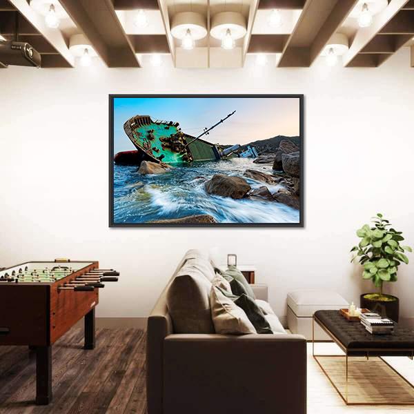 Shipwreck In Hong Kong Canvas Wall Art-3 Horizontal-Gallery Wrap-25" x 16"-Tiaracle
