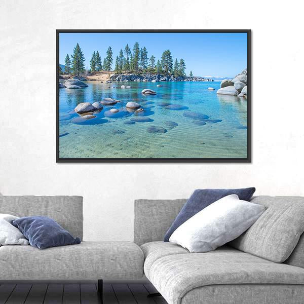 Shore Of The Lake Tahoe Canvas Wall Art-5 Horizontal-Gallery Wrap-22" x 12"-Tiaracle