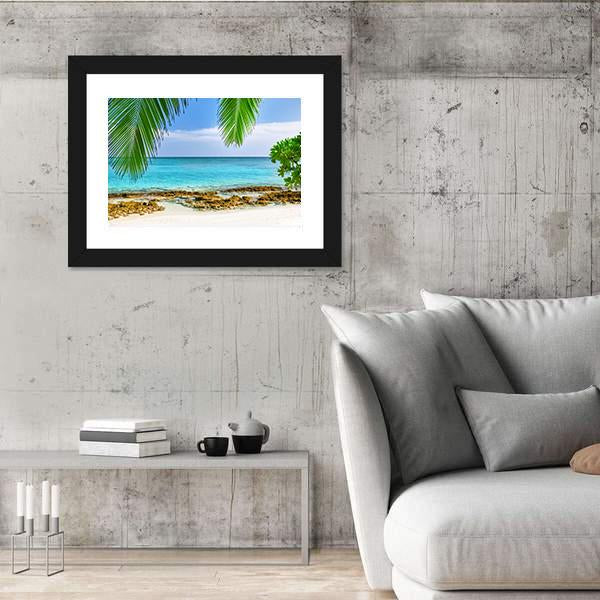 Shoreline Of A Tropical Island In The Maldives Canvas Wall Art-3 Horizontal-Gallery Wrap-25" x 16"-Tiaracle