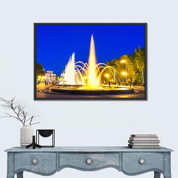 Show Of Dancing Fountains In Batumi Boulevard Georgia Canvas Wall Art-5 Horizontal-Gallery Wrap-22" x 12"-Tiaracle