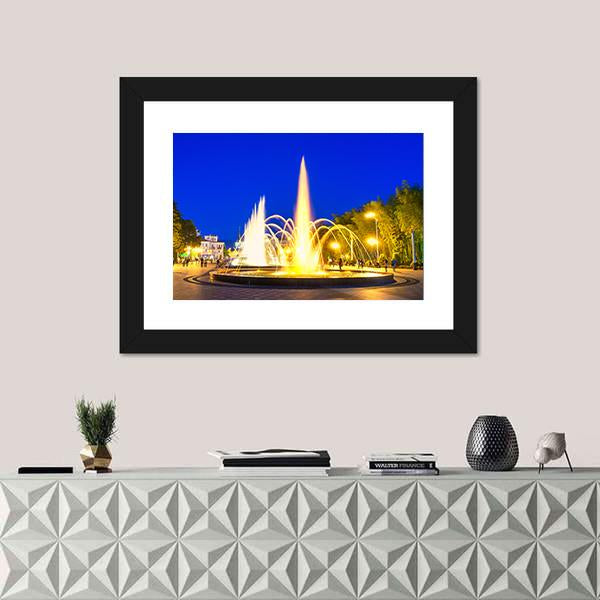 Show Of Dancing Fountains In Batumi Boulevard Georgia Canvas Wall Art-5 Horizontal-Gallery Wrap-22" x 12"-Tiaracle