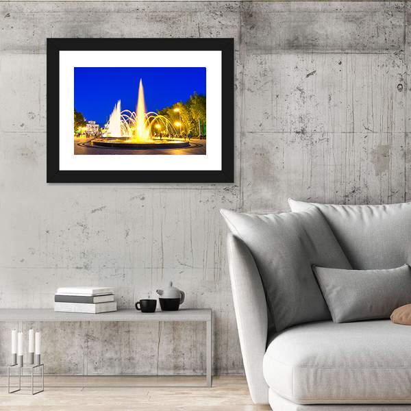 Show Of Dancing Fountains In Batumi Boulevard Georgia Canvas Wall Art-5 Horizontal-Gallery Wrap-22" x 12"-Tiaracle