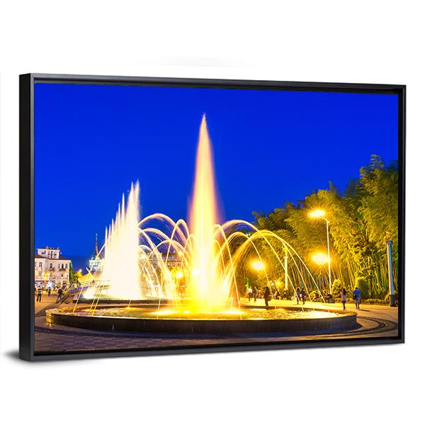 Show Of Dancing Fountains In Batumi Boulevard Georgia Canvas Wall Art-5 Horizontal-Gallery Wrap-22" x 12"-Tiaracle