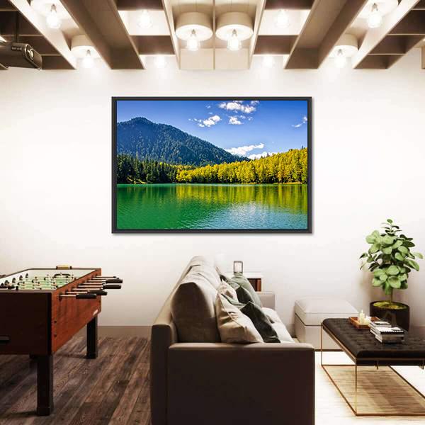 Siberia Lake With Reflection Canvas Wall Art-1 Piece-Floating Frame-24" x 16"-Tiaracle