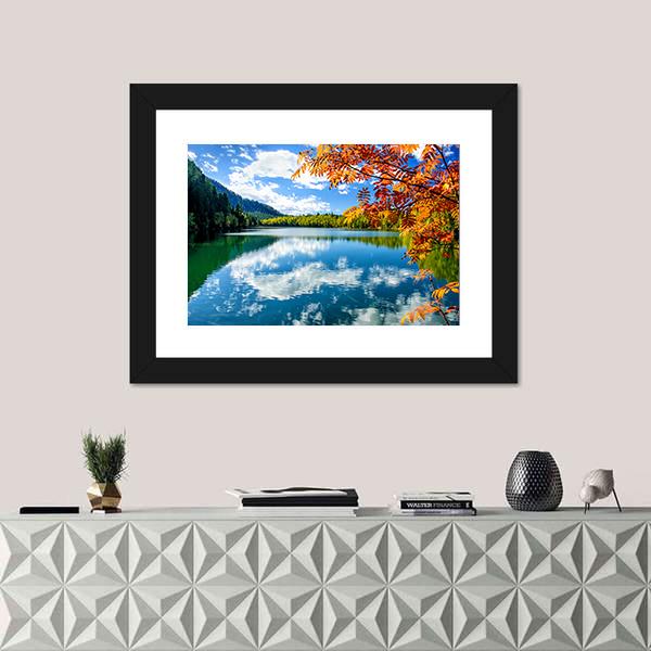 Siberia Lake With Reflection Canvas Wall Art-1 Piece-Framed Print-20" x 16"-Tiaracle