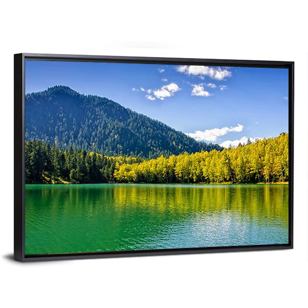 Siberia Lake With Reflection Canvas Wall Art-3 Horizontal-Gallery Wrap-25" x 16"-Tiaracle