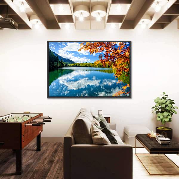 Siberia Lake With Reflection Canvas Wall Art-3 Horizontal-Gallery Wrap-25" x 16"-Tiaracle