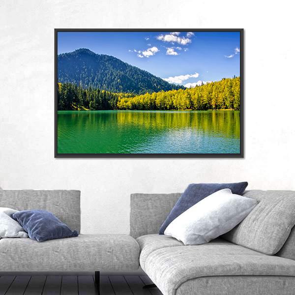 Siberia Lake With Reflection Canvas Wall Art-5 Horizontal-Gallery Wrap-22" x 12"-Tiaracle