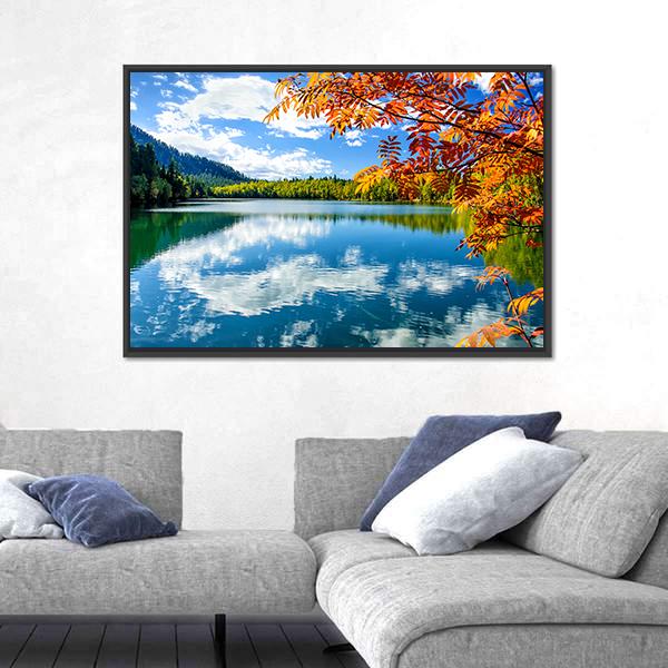 Siberia Lake With Reflection Canvas Wall Art-3 Horizontal-Gallery Wrap-25" x 16"-Tiaracle