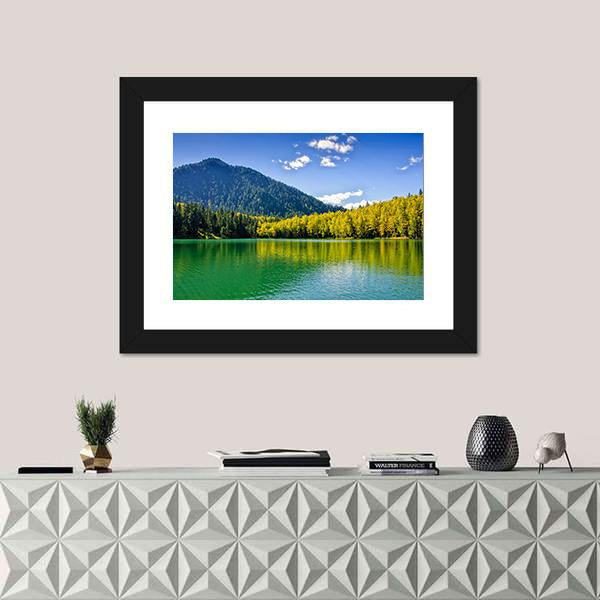 Siberia Lake With Reflection Canvas Wall Art-5 Horizontal-Gallery Wrap-22" x 12"-Tiaracle