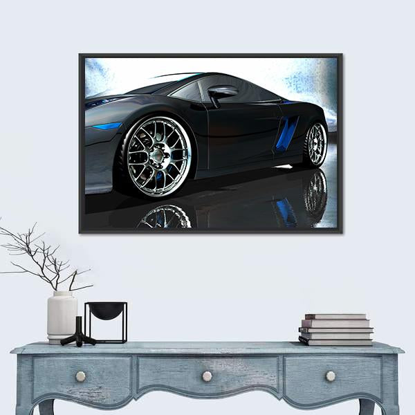 Side View Of Sports Car Canvas Wall Art-1 Piece-Floating Frame-24" x 16"-Tiaracle