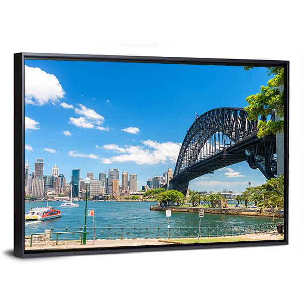 Side View Of Sydney Harbour Bridge Canvas Wall Art-3 Horizontal-Gallery Wrap-25" x 16"-Tiaracle