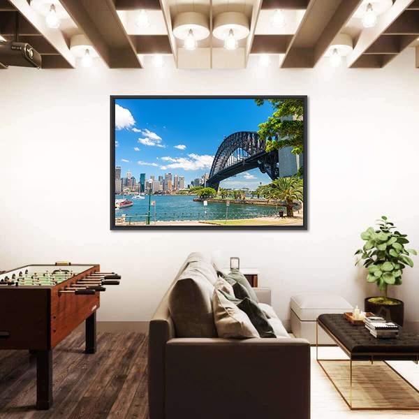 Side View Of Sydney Harbour Bridge Canvas Wall Art-3 Horizontal-Gallery Wrap-25" x 16"-Tiaracle