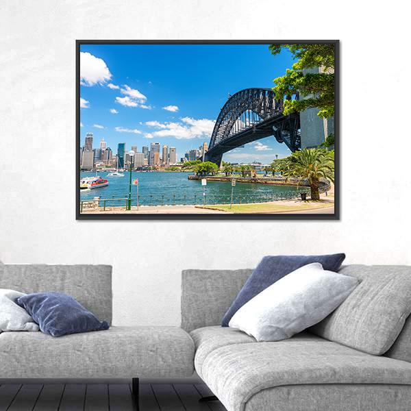 Side View Of Sydney Harbour Bridge Canvas Wall Art-3 Horizontal-Gallery Wrap-25" x 16"-Tiaracle