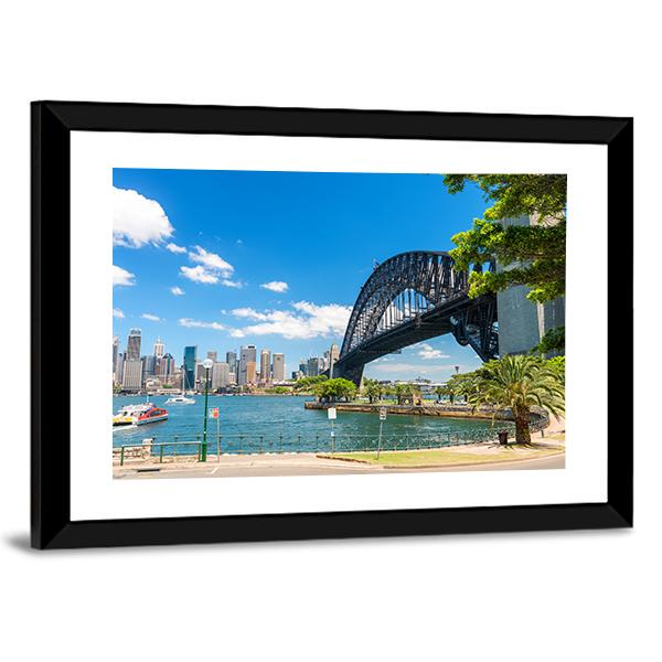 Side View Of Sydney Harbour Bridge Canvas Wall Art-3 Horizontal-Gallery Wrap-25" x 16"-Tiaracle