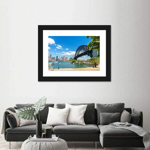 Side View Of Sydney Harbour Bridge Canvas Wall Art-3 Horizontal-Gallery Wrap-25" x 16"-Tiaracle